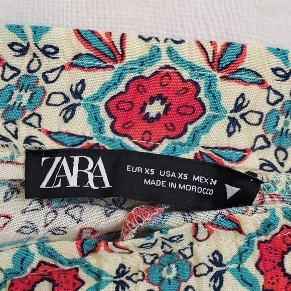 Zara multi color elastic waistline wide leg pants SIZE XS - Picture 9 of 11